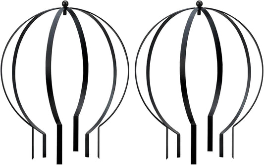 2 PCS Large Metal Trellis Obelisks Sturdy Round Circle Trellis for Climbing Plant Support Indoor Outdoor Potted Vines, Cucumbers & Flowers, Patio Doorway Garden Decor (Black, 25.20 x 21.26'')