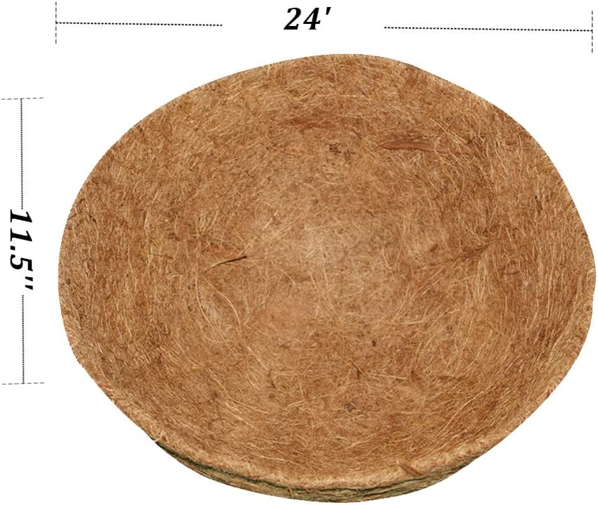 2PCS Hanging Basket Liners Coco Liner 24 Inch Round Coconut Coir Basket for Plants Replacement for Hanging Basket 100% Natural Coconut Fiber Plant Basket Liner for Garden Planter Flower Pot