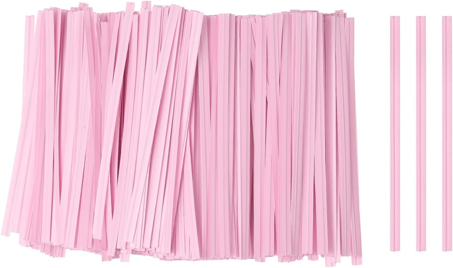 HARFINGTON 1000pcs Bag Twist Ties 3.5" Reusable Kraft Paper Twist Ties Wire Cable Ties for Party Bread Candy Cake, Light Pink