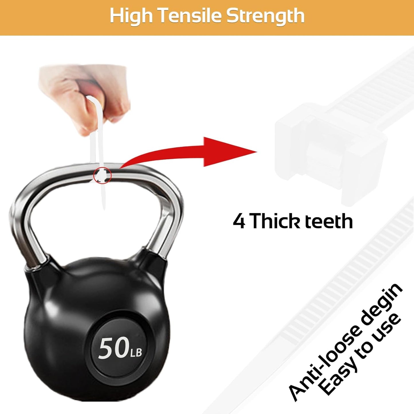 5000pcs 8Inch White Cable Tie,Nylon Zip Ties,Industrial Grade,50 Pounds Tensile Strength,UV Resistant,Heavy Duty,for Home,Garden Trellis,Office,Garage and Workshop