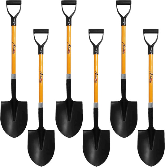 Ashman Heavy-Duty Digging Shovel (6 Pack) 41-Inch with Trenching Blade and Comfortable Handle - Ideal for Garden, Landscaping, Construction, and Masonry - Perfect for Digging Soil, Dirt, and Gravel.