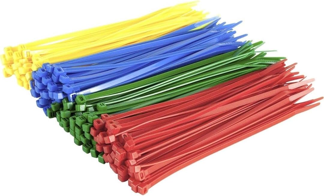 GTSE 8 Inch Colored Zip Ties, 200 Pack, 50lb Strength, UV Resistant Strong Nylon Cable Ties, Self-Locking 8" Tie Wraps