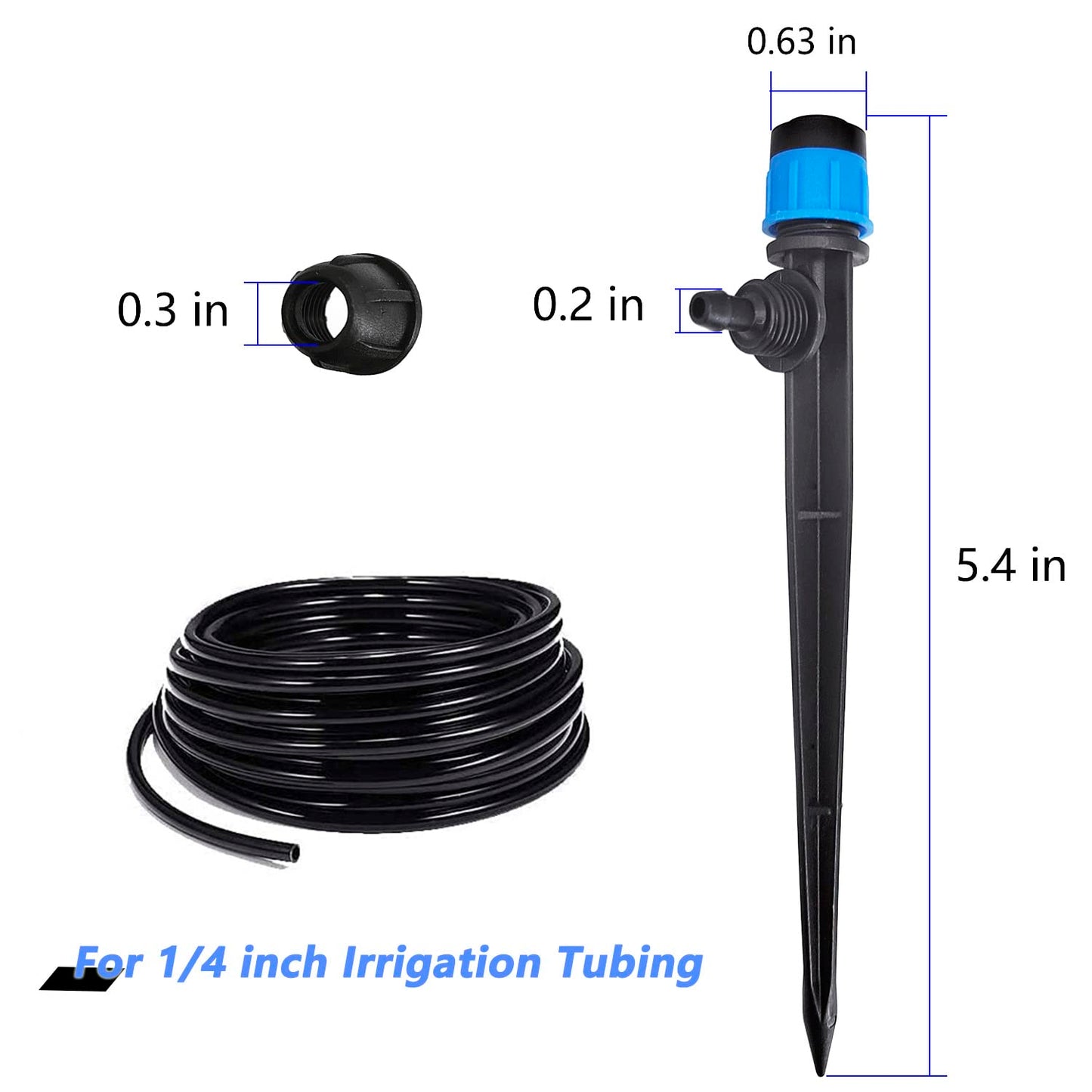 100Pcs Drip Irrigation Emitters with Lock, Adjustable 360 Degree Water Flow Irrigation Drippers for 1/4 inch Drip Irrigation Tubing, Micro Spray Drip System Parts for Garden Irrigation System