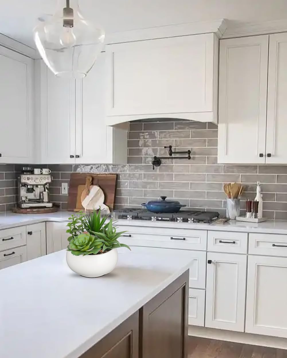 Fake Plants Artificial Succulents in Pots Faux Succulent Arrangement Potted Plant with White Ceramic Pot for Home Decor Modern Office Desk Bathroom Shelf Living Room Indoor Decoration