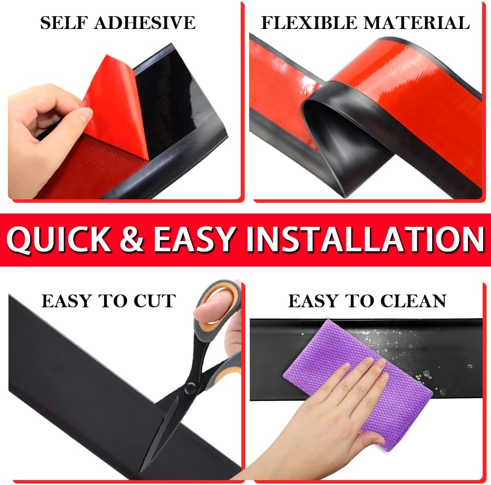 Vinyl Wall Base Baseboard Molding Trim 6" Flexible Self Adhesive Rubber Wall Base Moulding Trim Peel and Stick Design, 6 Inch x 100 Feet, Black