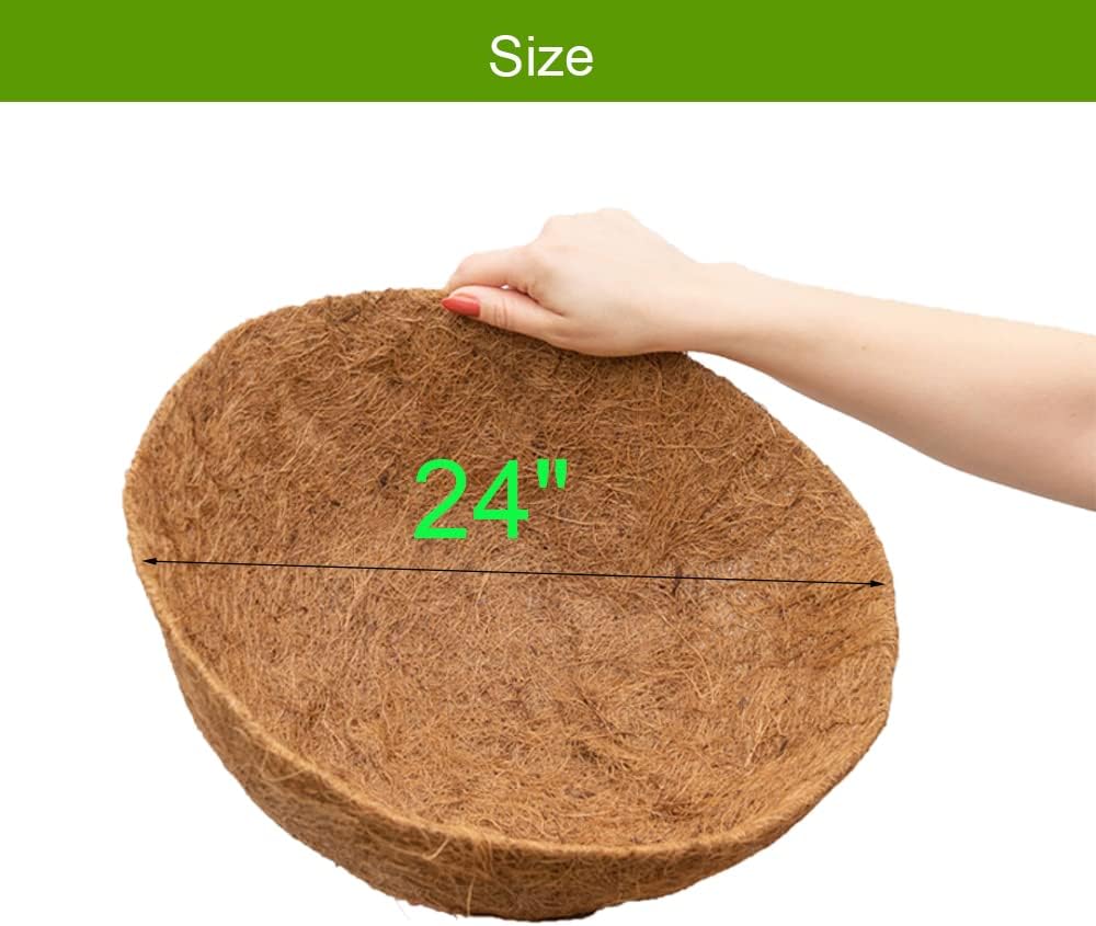 1PCS 24 Inch Coco Liners for Planters,Round Basket Shaped Coconut Fiber Replacement Liners