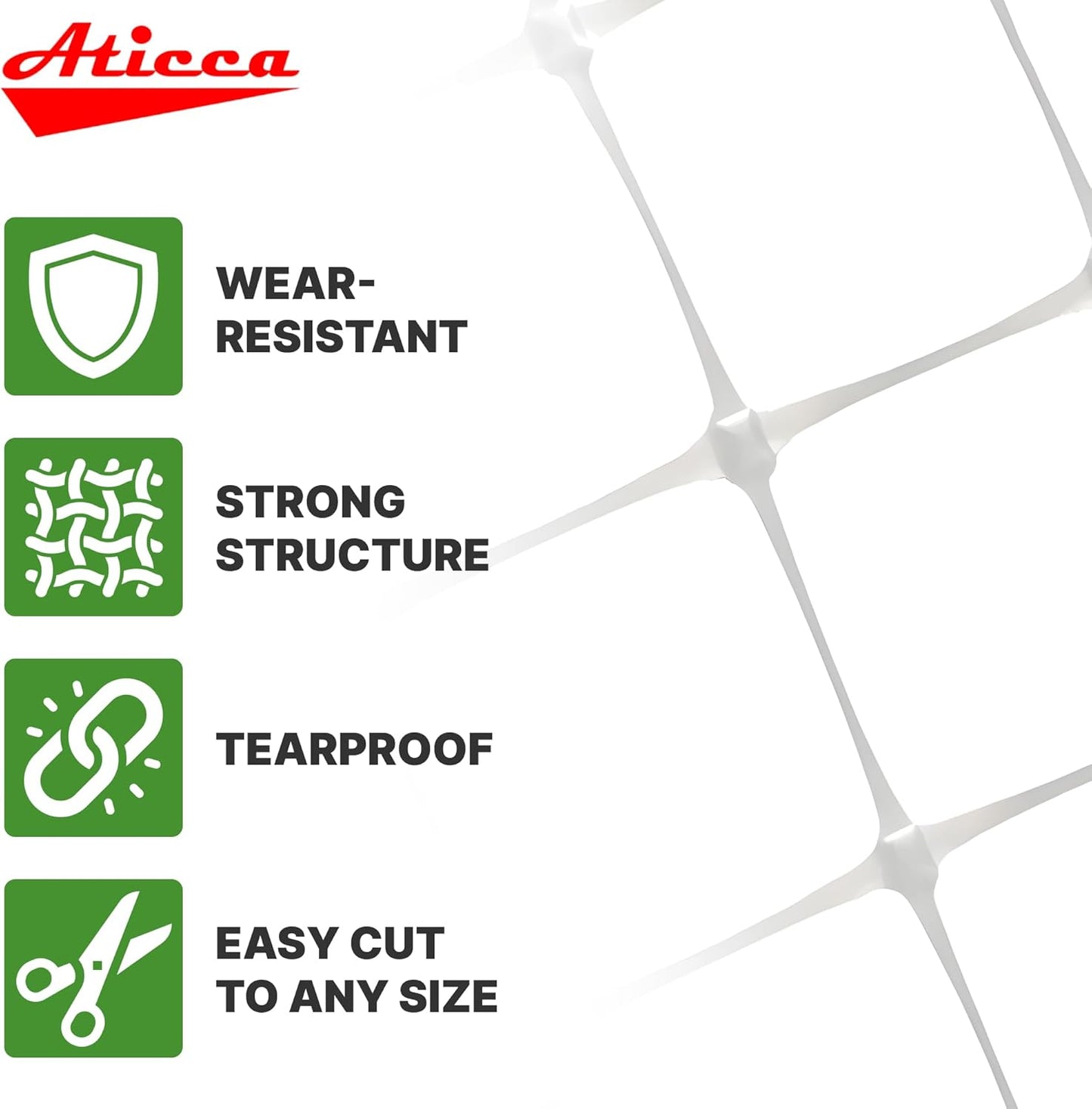 Plastic Trellis Netting 59" x 328 ft Heavy Duty Plant Support Netting White - 6 Inch Garden Trellis on Roll - Mesh for Growing Vine Climbing Plants, Flowers, Peas, and Cucumber