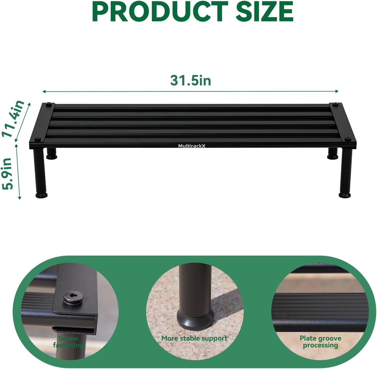 Metal Plant Stand, Rust-proof Aluminum Display Rack, Plants Display Stands Decoration Racks for Living Room Garden Balcony Patio (Black, 31.5Inch Low)