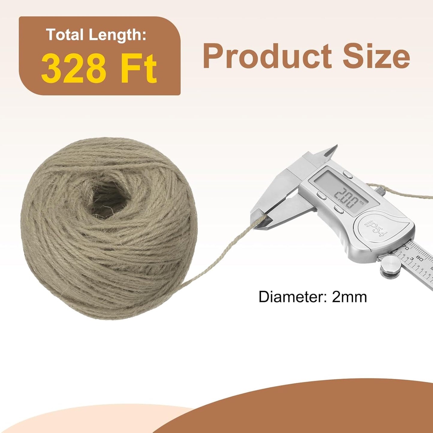 uxcell 328 Feet Natural Jute Twine String,2mm Thin Garden Twine Rope Colored Plant String Cord for DIY Art Crafts Gift Wrapping Decoration Packing Gardening Plant Hanger,Beige