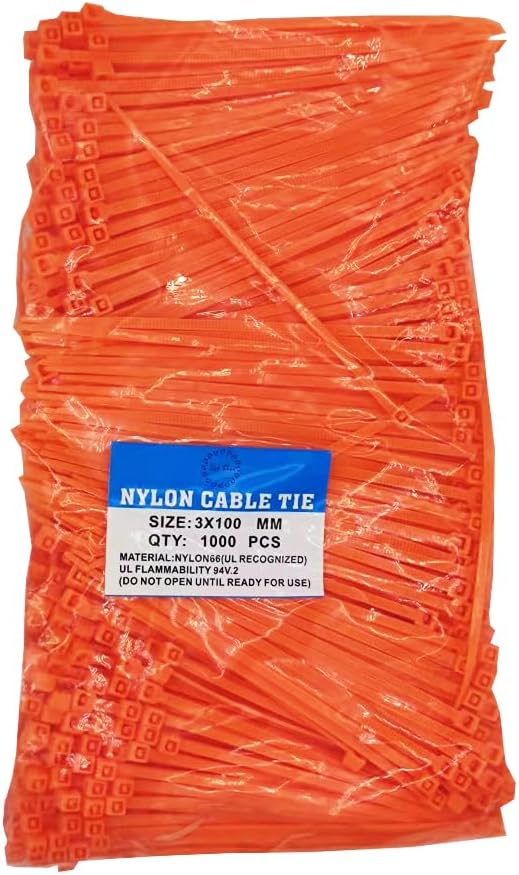 SYD 4 Inch length, 18lb Small size Self Locking Nylon Cable Zip Ties -1000 Piece (orange)