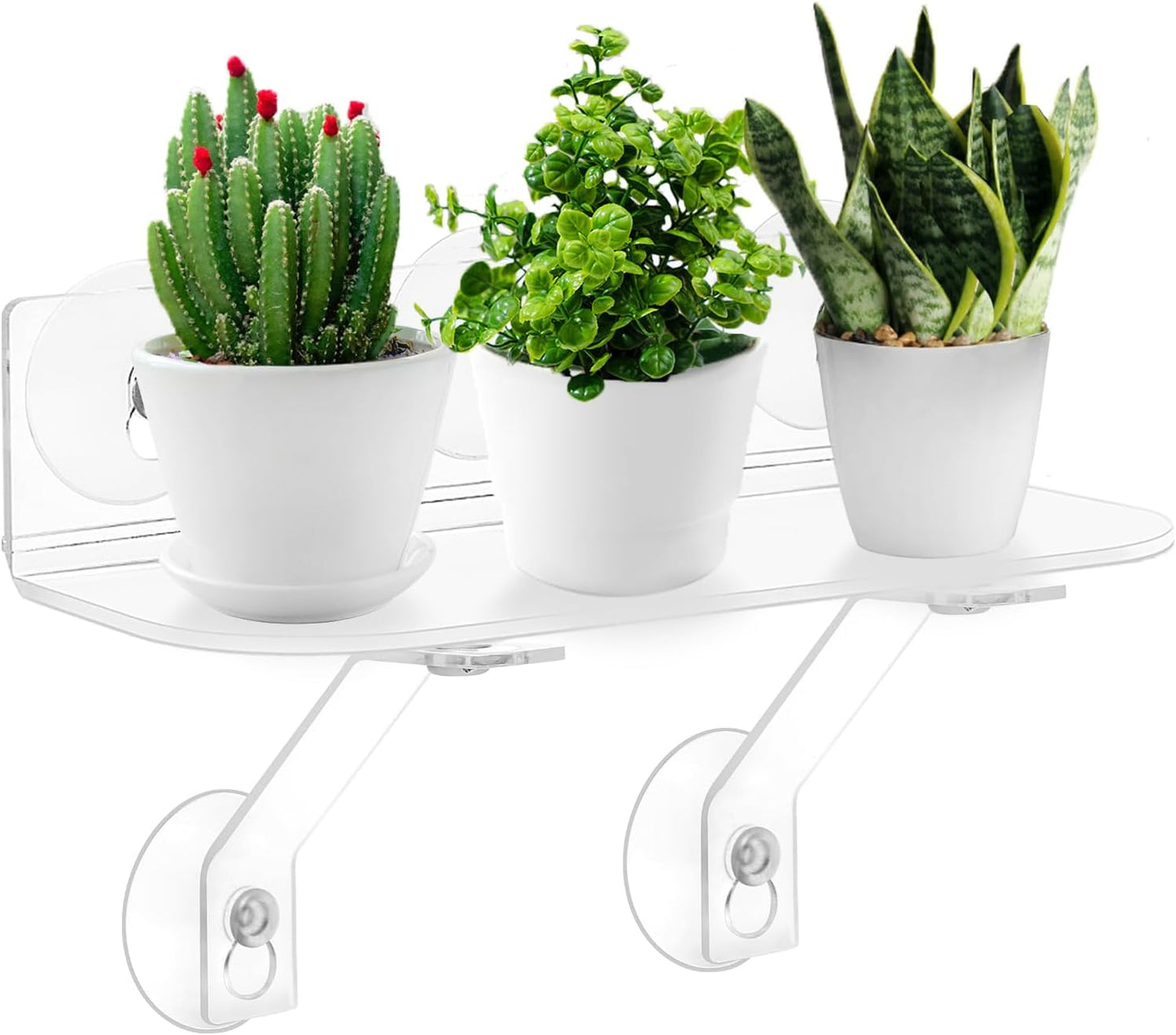 12-Inch Window Boxes Sill Planter Suction Cup Holder, 5-Inch Extra Wide Window Sill Extender, with Load Bearing Bracket for Herbs, Succulents, Clear Acrylic Indoor Plant Stand