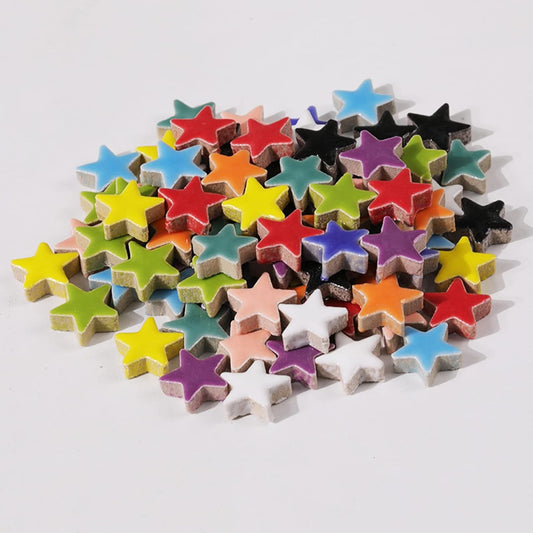 110pcs/100g Pentagram Mixed Colors Shine Crystal Series Mosaic Tiles, Ceramic Mosaic Tiles Glitter Crystal Mosaic Perfect for Home Decoration Crafts, 1x1 cm (Pentagram Mix)