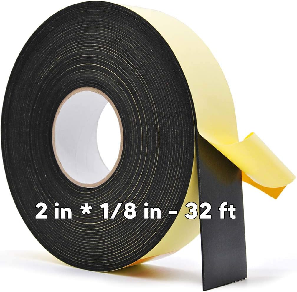 Neoprene Weather Stripping -2" W x 1/8" T- Self Adhesive Foam Rubber Seal Strip Tape for Sliding Door Window Insulation