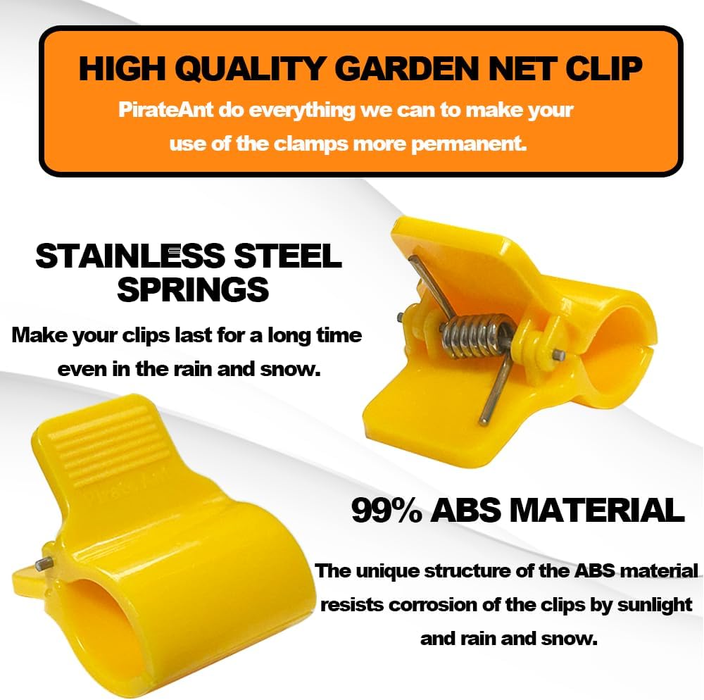 Greenhouse Clamps for 1/2 Inch PVC Pipe, Greenhouse Hoops,Support Frame, Grow Tunnel,Plant Support Garden Stakes. Yellow Garden Clips For Fixing Plant Cover, Plastic Sheeting, Film Row Cover, Net.