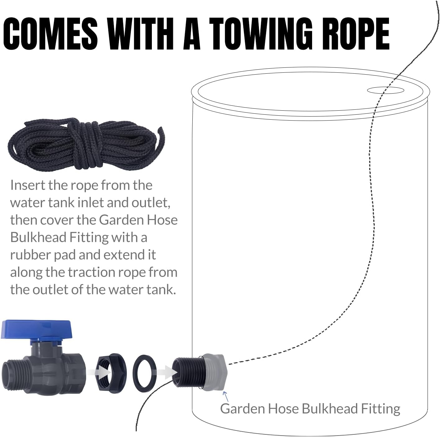 PVC Rain Barrel Spigot Kit 2 Pack 3/4" GHT Garden Diverter Kit With Bulkhead Fitting Garden Hose Faucet Thread Ball Valve for Water Adapter Tanks, Aquariums