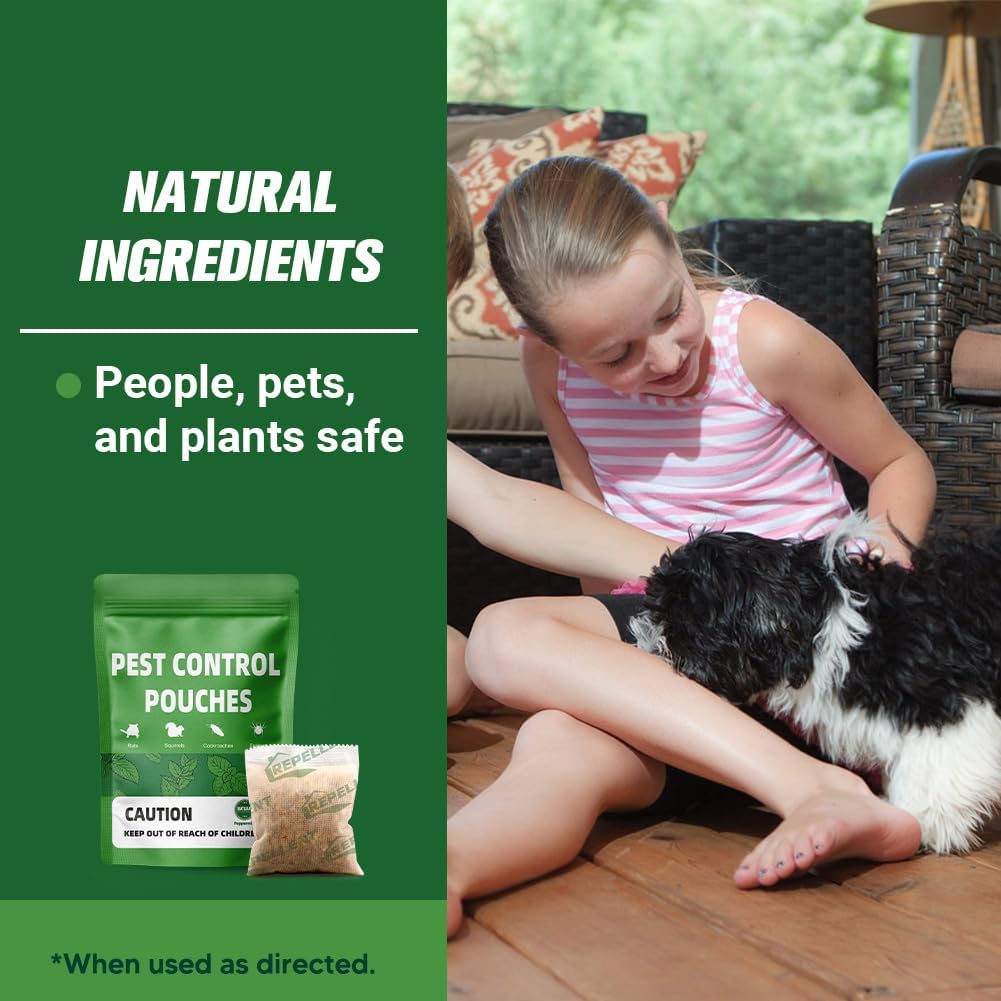 Pest Control, Mouse Repellent Pouches, Rodent Repellent, Mice Repellant Indoor, Peppermint Mice to Repel Spider, Ant, Roach & Mosquito, Rat Repellant Outdoor, Keep Mouse Out of Camper-10P