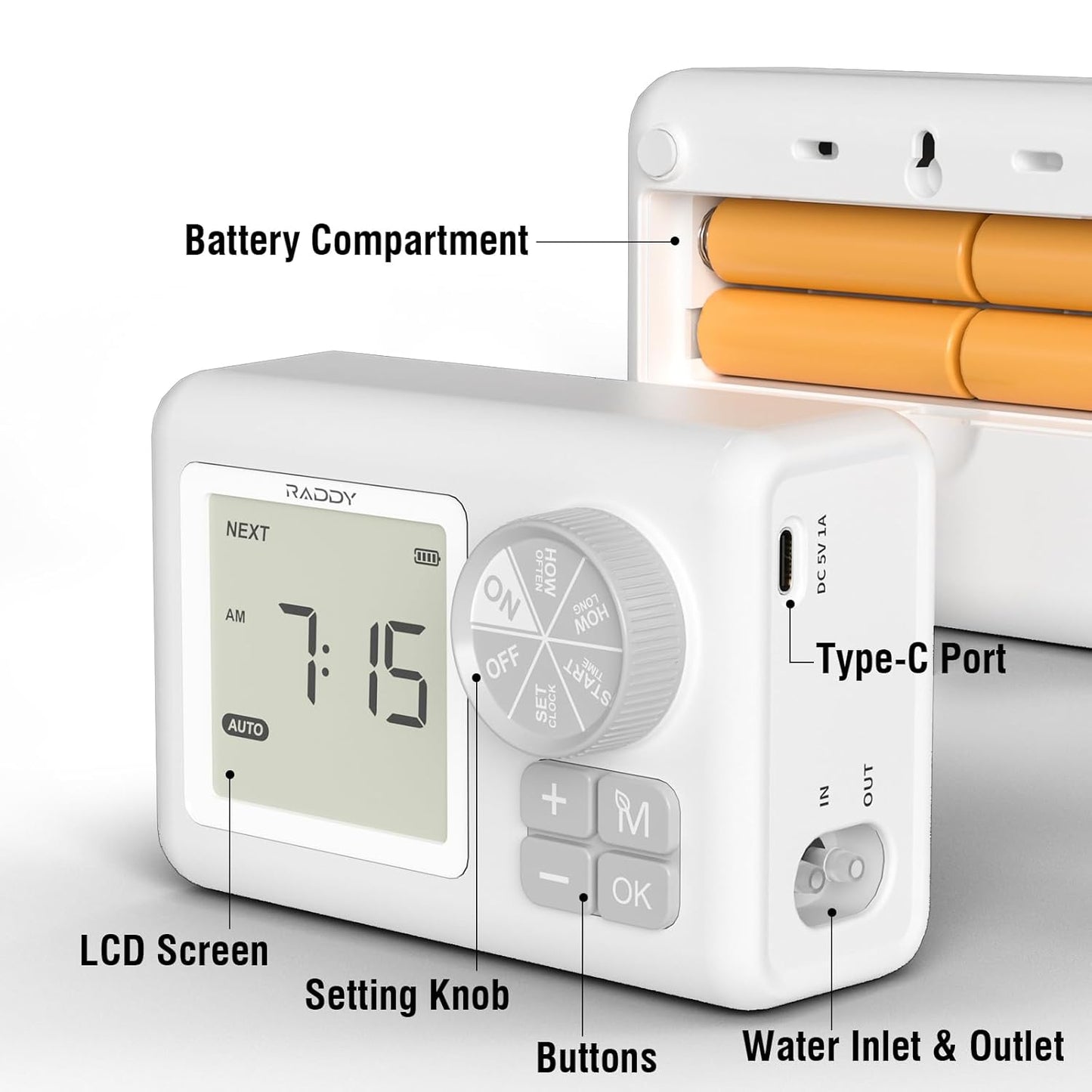 Raddy WS-6 Automatic Plant Waterer, Indoor Plant Watering System for 15 Potted Plants, Programmable Water Timer with LCD Display, USB Power, Water Shortage Alarm for Balcony Greenhouse