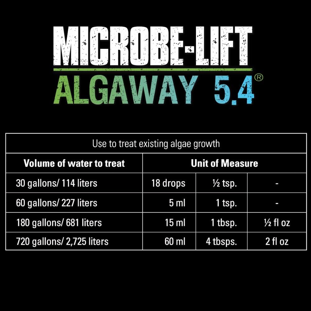 MICROBE-LIFT ALGAA08 ALGAWAY 5.4 Algae Control for Fresh and Salt Water Home Aquariums, 8 Ounces