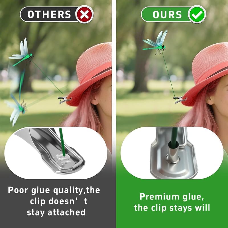 Indoor & Outdoor Fake Dragonfly Rod Clip, Dragonfly Clip Bug, 3D Artificial Dragonfly Hat Clips, Simulated Patio Decor Gardening, Multicolor Waterproof, Easy Attachment (8 Pcs)