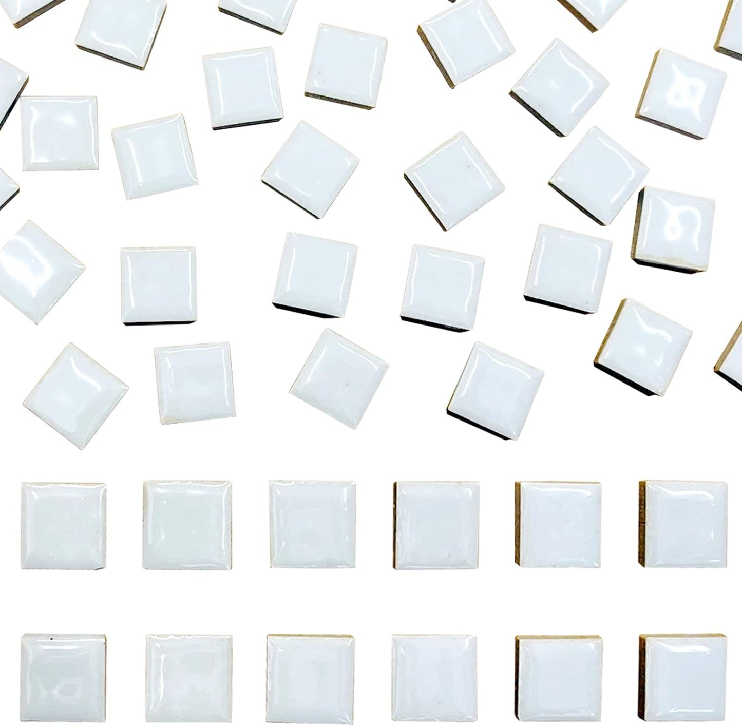 50 Pieces White Mosaic Tiles for Crafts 1" Ceramic Tiles Assorted Colors Square Ceramic Mosaic Project Supplies for Photo Frame Mosaic Stepping Stones Bath Old Pool Furniture Decor
