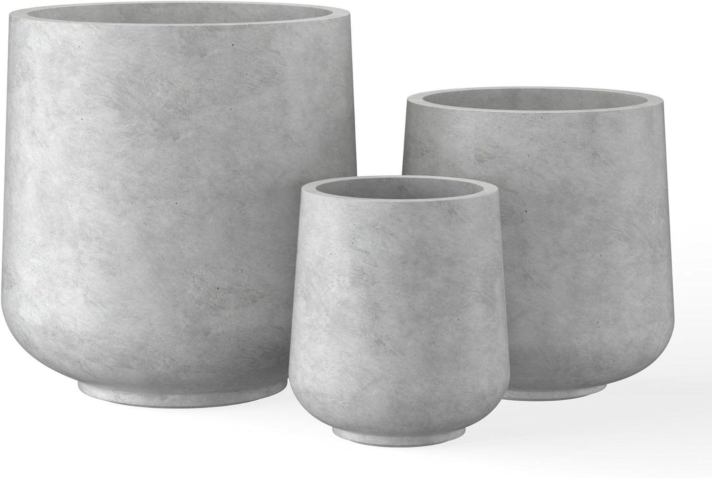 Kante 15.3"+11.6"+8.2" Dia Round Concrete Planter, Large Outdoor Indoor Planter Pots Containers with Drainage Holes and Rubber Plug for Home Garden Patio, Natural Concrete