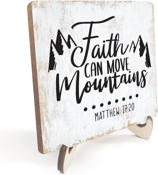 Inspirational Wood Sign Rustic Desk Decor Home Cubicle Office Decor Work Table Desk Accessories Decorative Christian Religious Bible Verse Faith Decorations Office Supplies for Desk Cubicle Decor