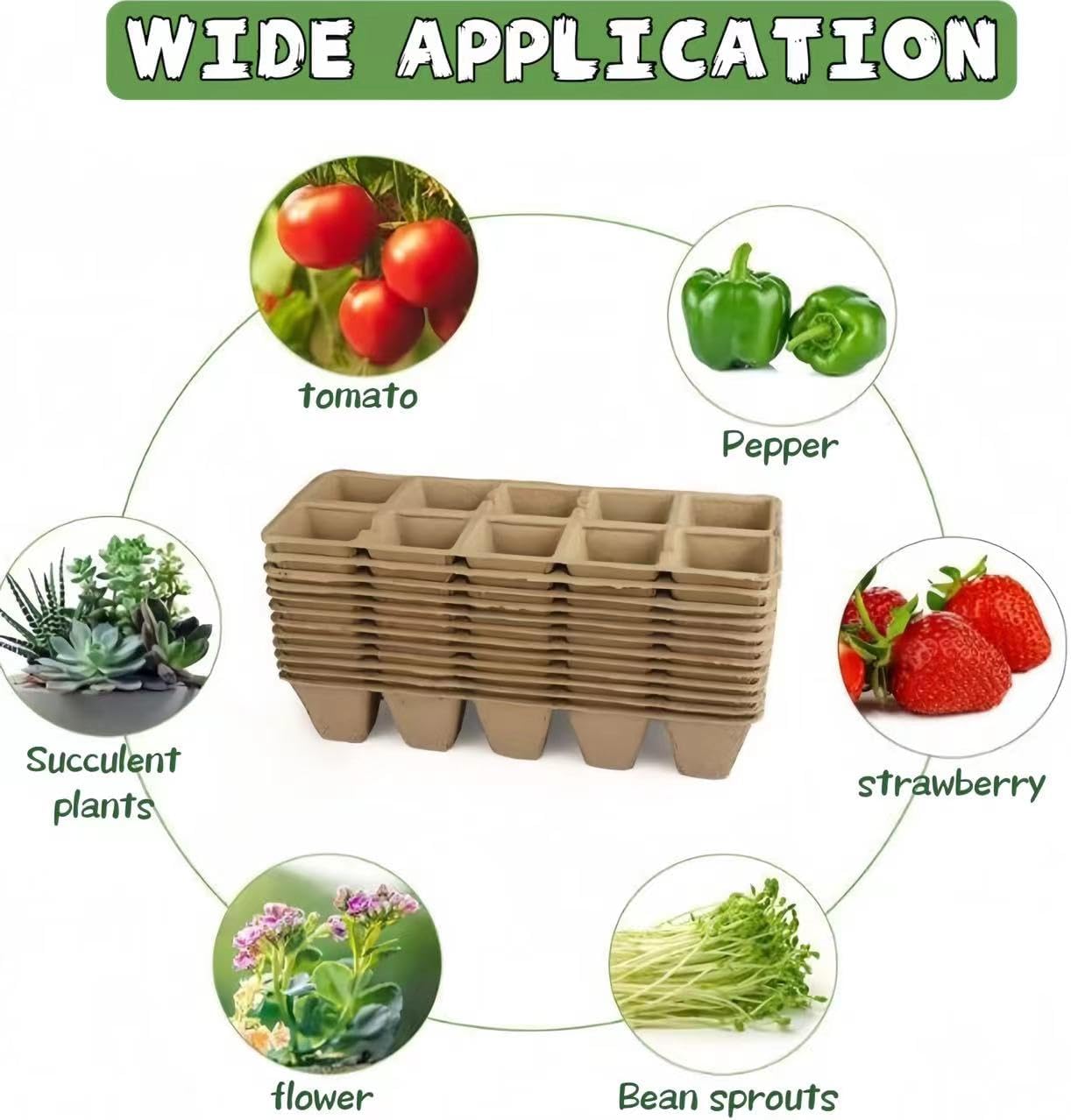 580 Cells Peat Pots Seed Starter Tray 58 Packs Biodegradable Seedling Pots Germination Trays Peat Pot for Seedling Organic Seed Starting Trays kit with 58 Labels 2 Transplant Tools