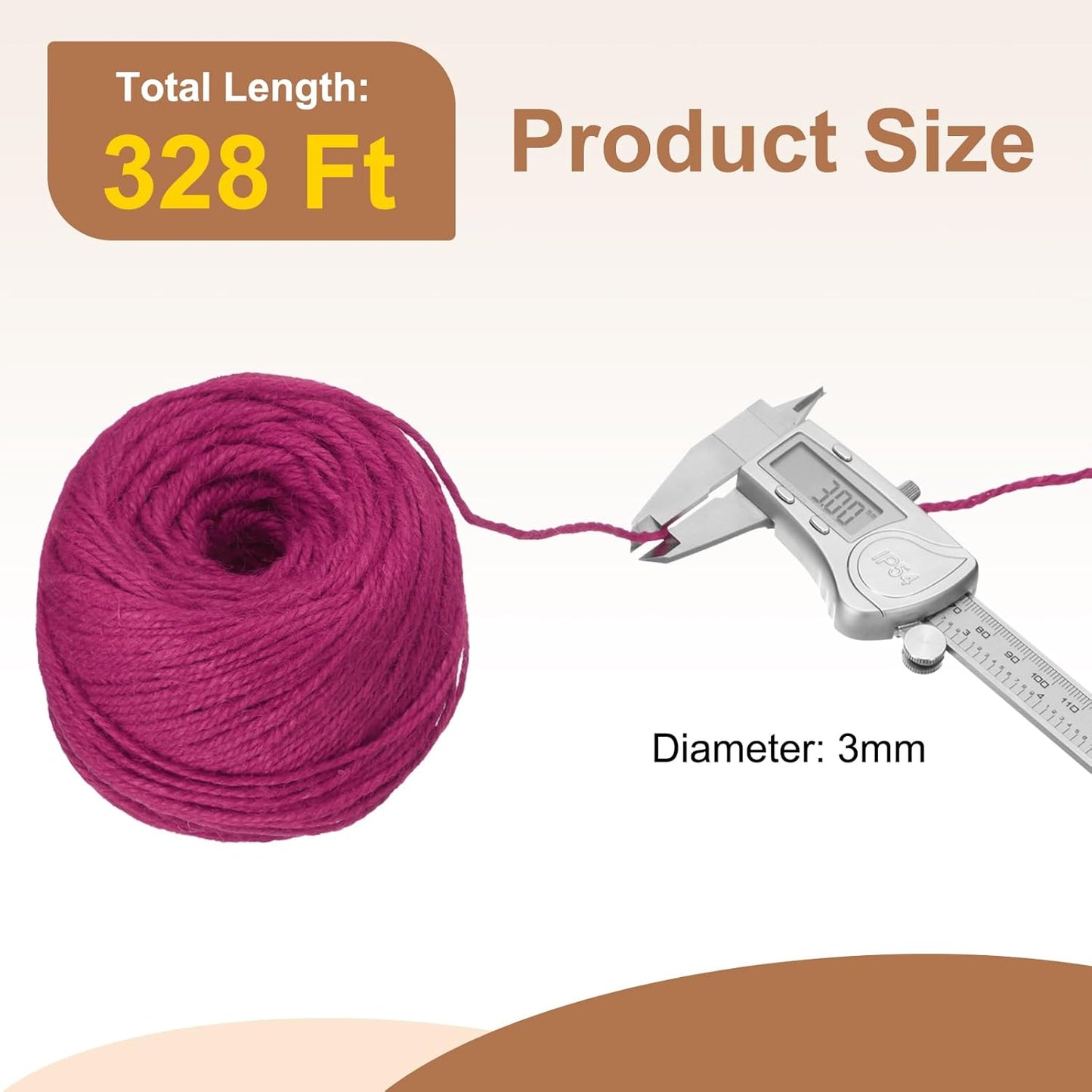 uxcell 328 Feet Natural Jute Twine String,3mm Thin Garden Twine Rope Colored Plant String Cord for DIY Art Crafts Gift Wrapping Decoration Packing Gardening Plant Hanger,Rose Red