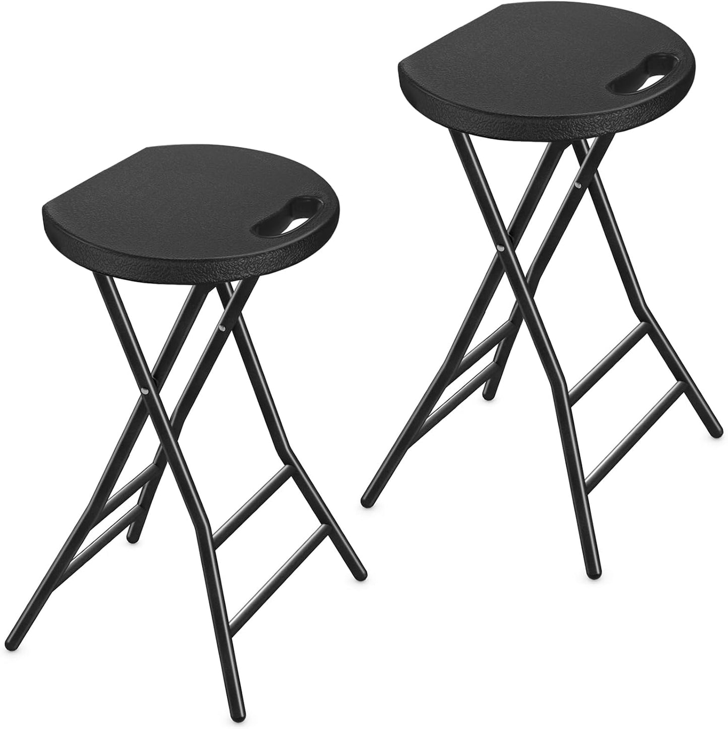 TAVR Furniture Portable Folding Chair with Handle, Heavy Duty Round Fold Stool Chair with 550lbs Capacity for Adults, 24 Inch Foldable Stool for Dorm, Kitchen, Vanity, Church and Outdoor use