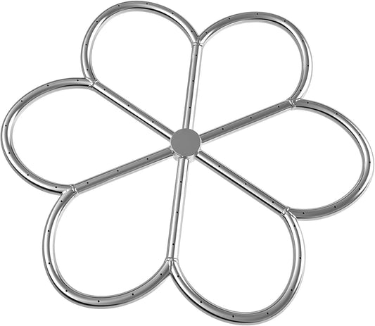 Skyflame 24-Inch Stainless Steel Fire Pit Burner Ring for Fire Pit, Natural Gas & Propane Fireplace, Max BTU 296K, Flower-Shape