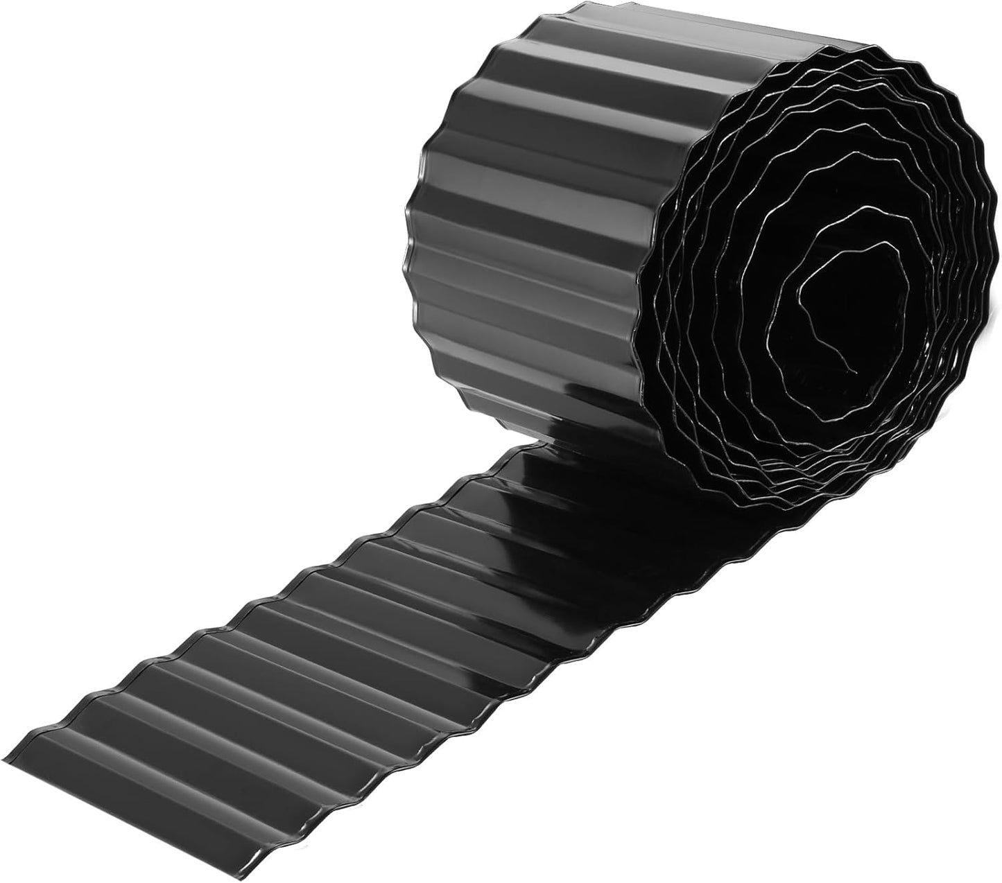 Corrugated Metal Garden Edging, 6"×40Ft Durable Metal Landscape Edging, Modern Corrugated Design for DIY Flower Beds and Landscaping Borders(Black)