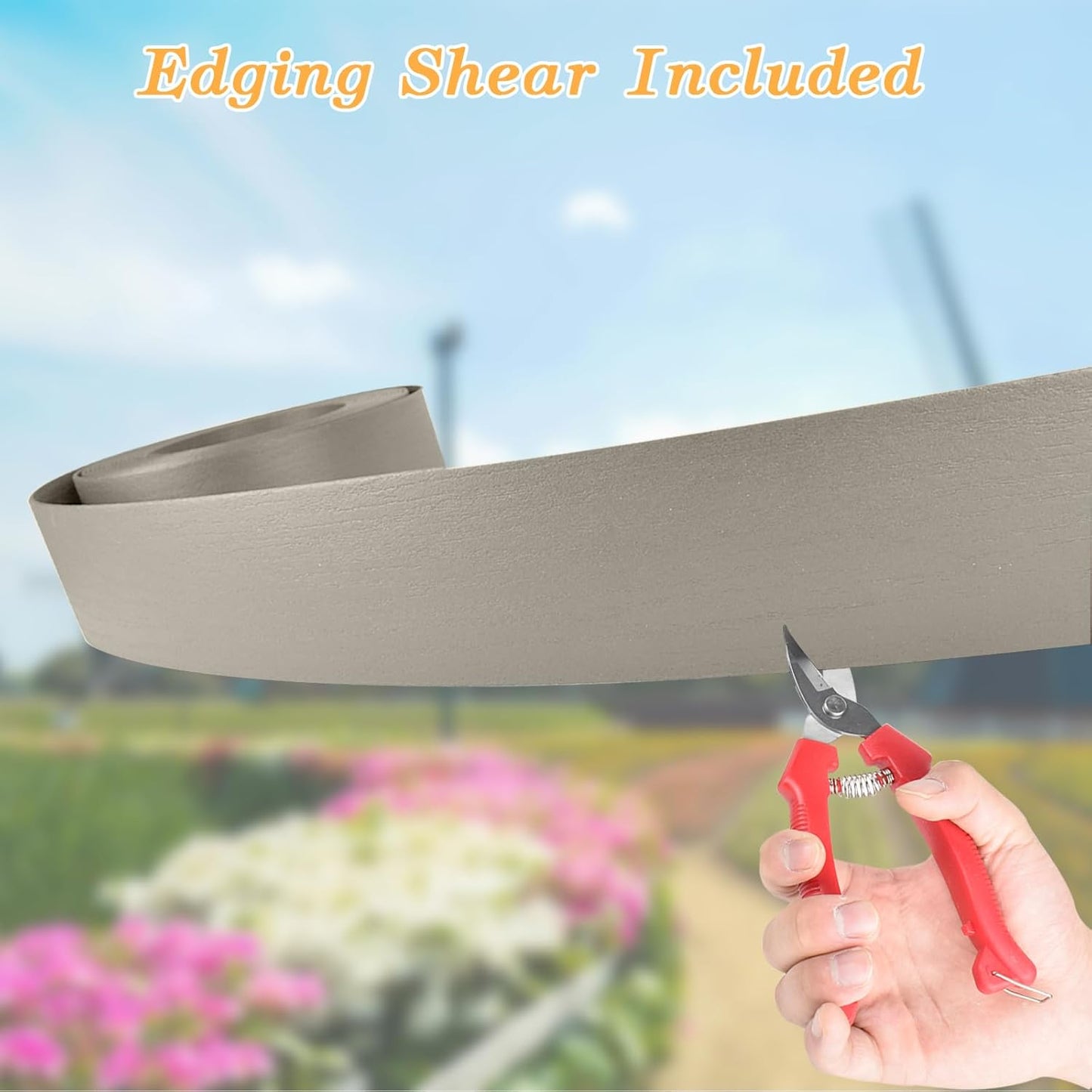 Landscape Edging Kit, Include 4 Inch High 120 Feet Length Terrace Board, 60 Durable Spikes, Edging Pruning Shear, Rubber Mallet Hammer, Gray