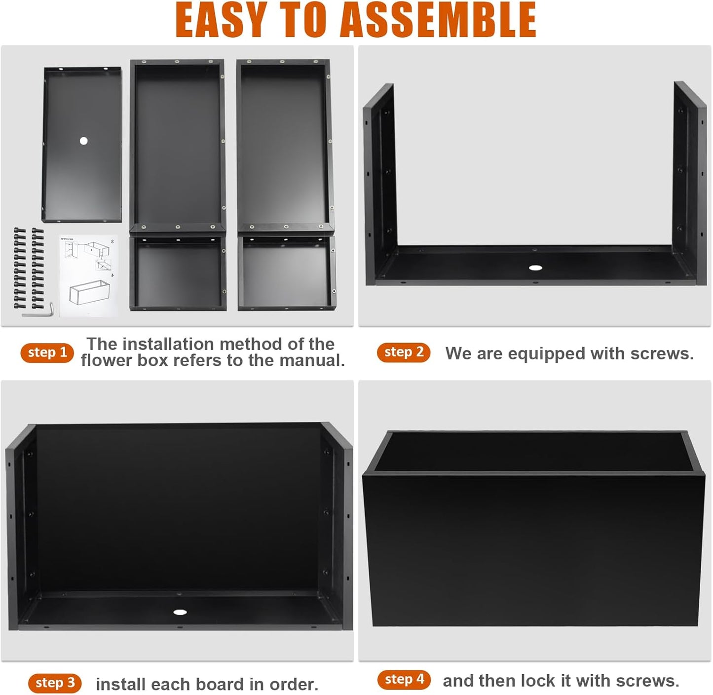 Steel Planter Box 36"x12"x20", Square Metal Planter Box Indoor&Outdoor, Steel Planter Heavy Duty for Commercial and Residential Use