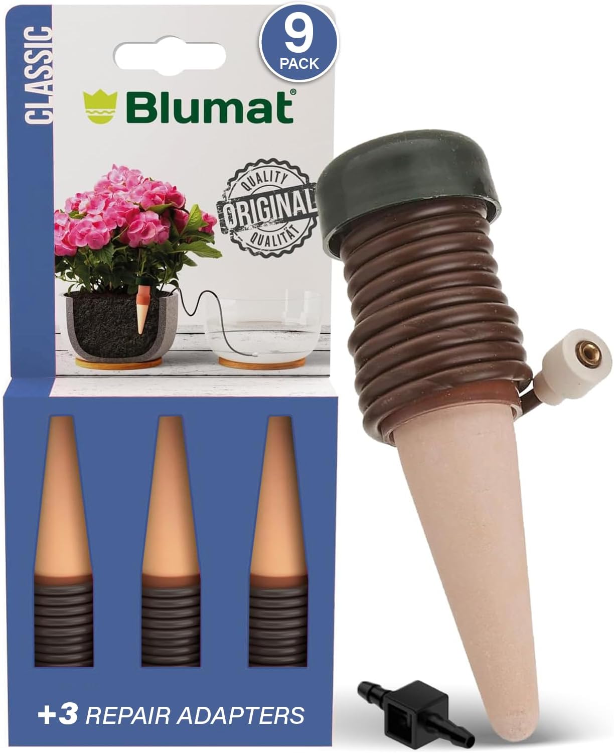 Blumat Classic Plant Watering Stakes (9 Pack) (with Adapter)
