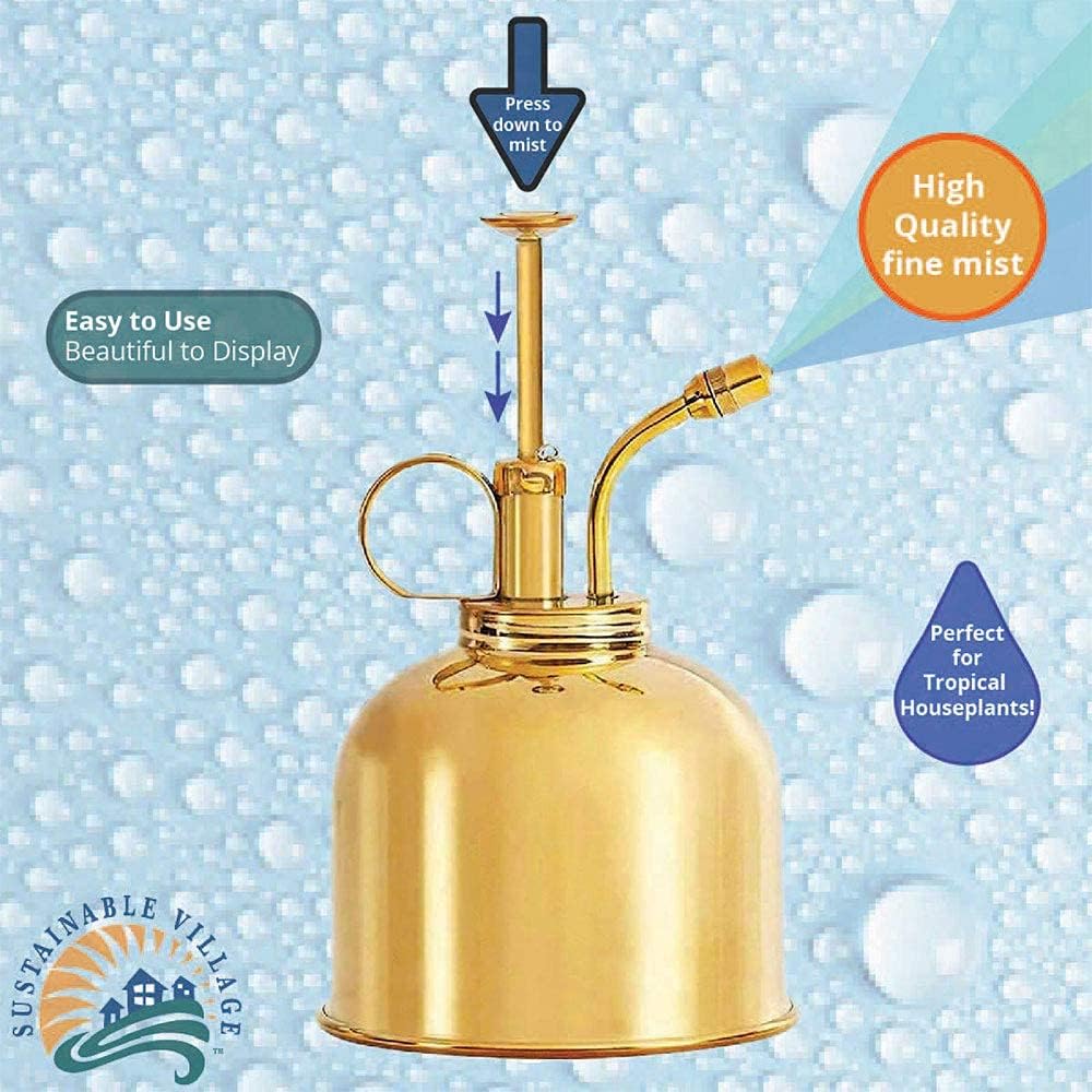 Brass Plant Mister (2 Pack) Indoor Plant Mister, Terrarium Mister, Orchid Spritzer, Succulent, Spray Bottle Mister, Plant Sprayer | A Beautiful and Useful Houseplant Accessory