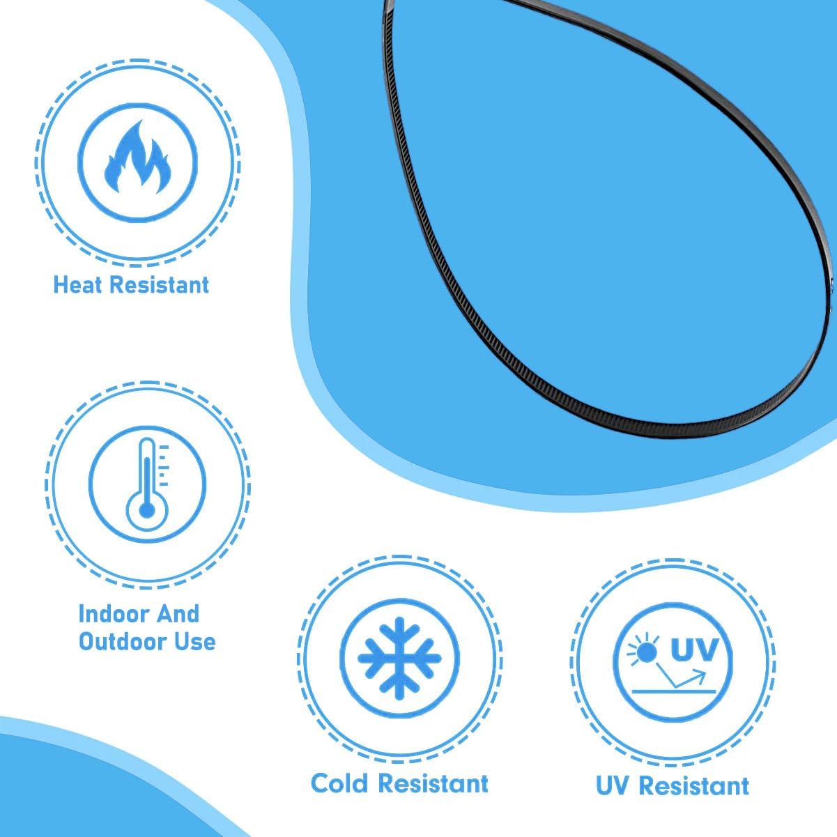 10 Inch Zip Cable Ties (100 Pack), Heavy Duty Cable Ties with 150lbs Tensile Strength, Multi-Purpose Adjustable Black Zip Ties, UV Resistant Indoor and Outdoor for Home, Office, Workshop