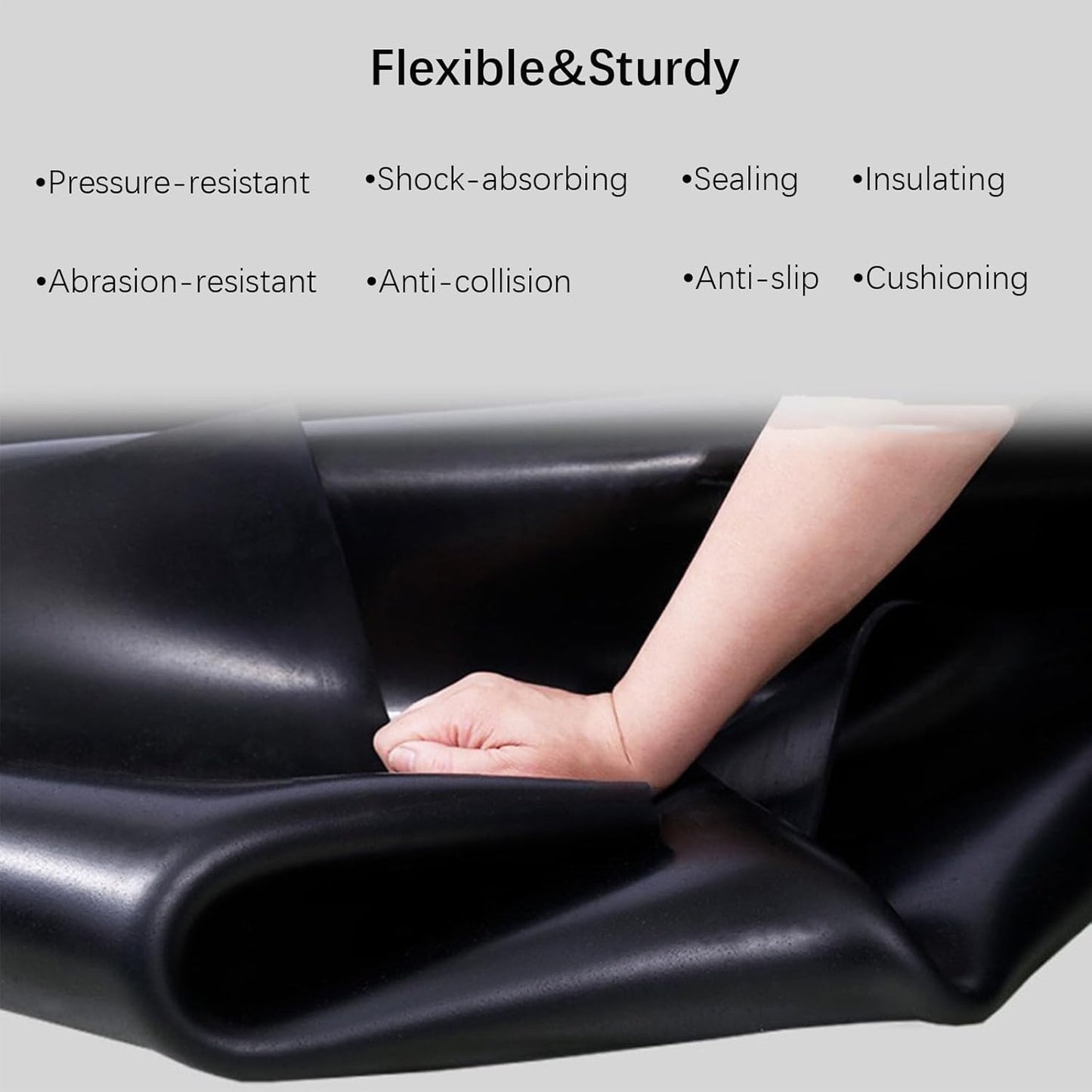Solid Rubber Sheet Roll 1/16 (.062)" Thick X 12" Wide X 12" Long, Solid Rubber Strips, Sheet, Rolls for Bumpers, Flooring Protection, Sealing, DIY