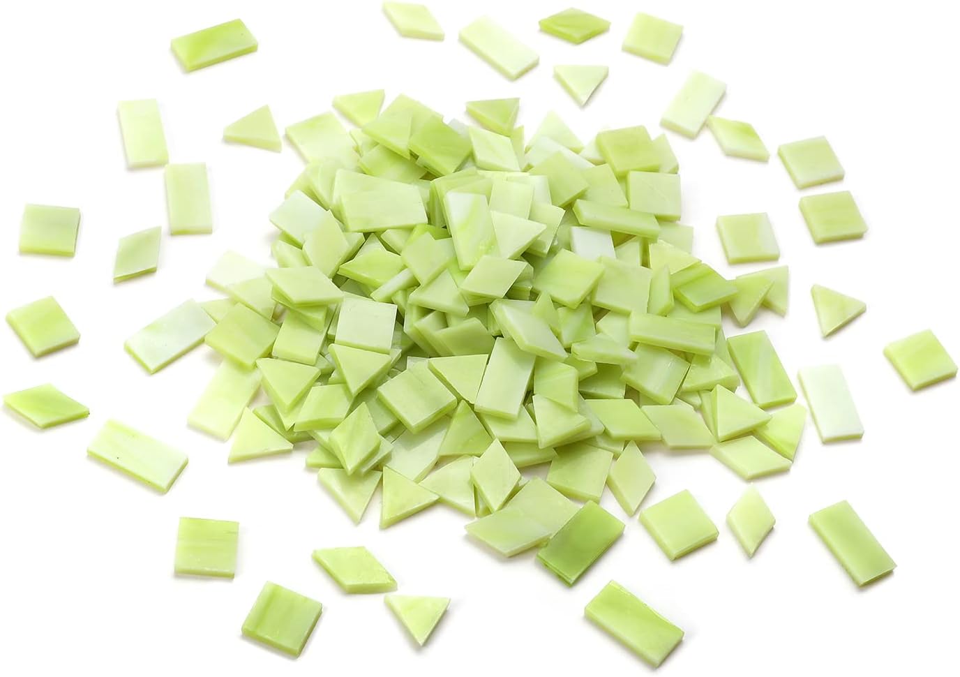 Lanyani 200 Mixed Color Glass Mosaic Tiles - 4 Shapes, Tiffany Stained Glass Pieces for Crafts, Chartreuse Green