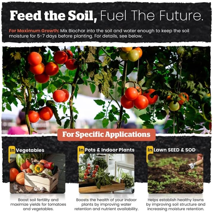 Wakefield Premium Biochar Blend – Organic Potting Soil for Vegetables, Tomatoes & Gardens – Potting Mix Enriched with Humic Acid & CarbonBoost – Versatile Top Soil for Indoor & Outdoor Plants-2quarts