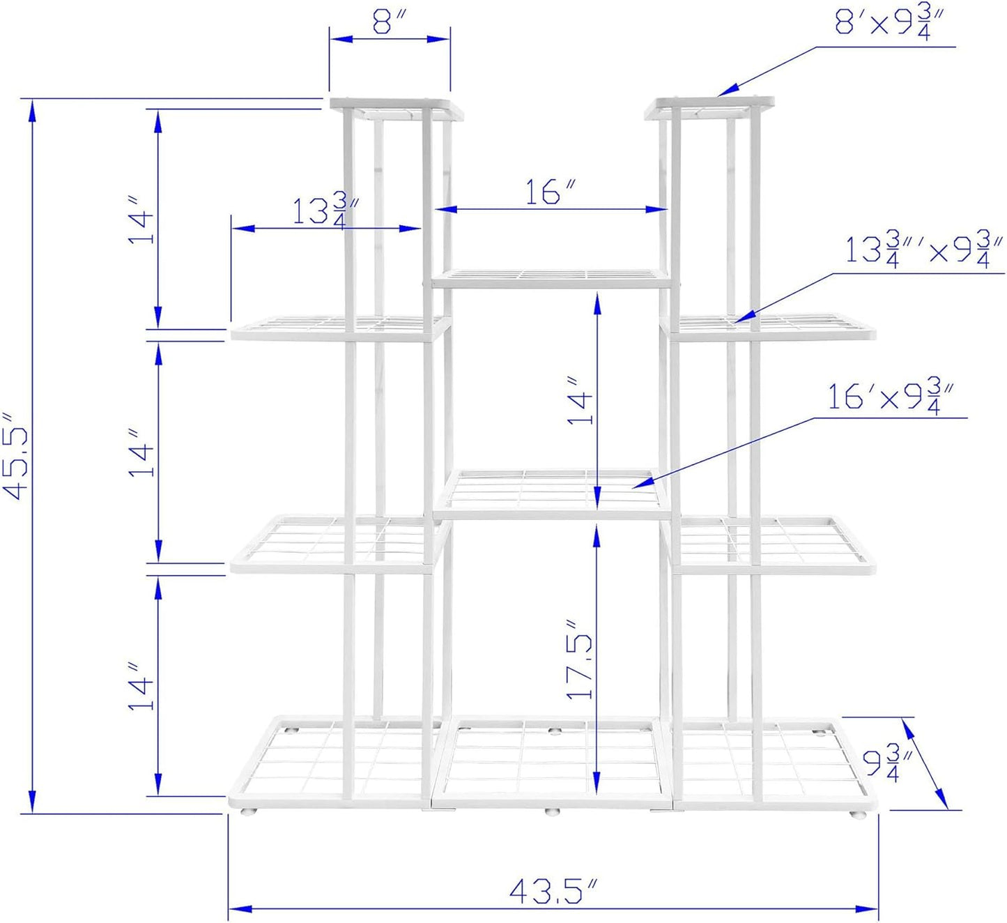 4 Tier 11 Potted Metal Large Plant Stand for Indoor Outdoor Flower Pot Display Planter Shelf, White