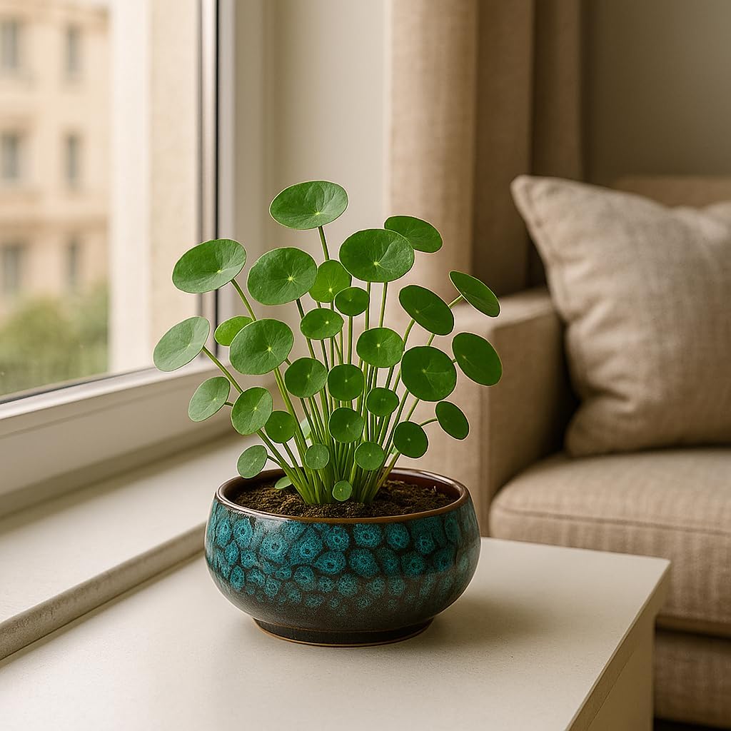 Lotus Bowl Planter, Lotus Bowls for Planting in Water Indoors,6.5-inch Round Succulent Flower Pot with Rotating Bracket, Leak-Proof Design, Suitable for hydroponic Plants, Succulents (Blue)