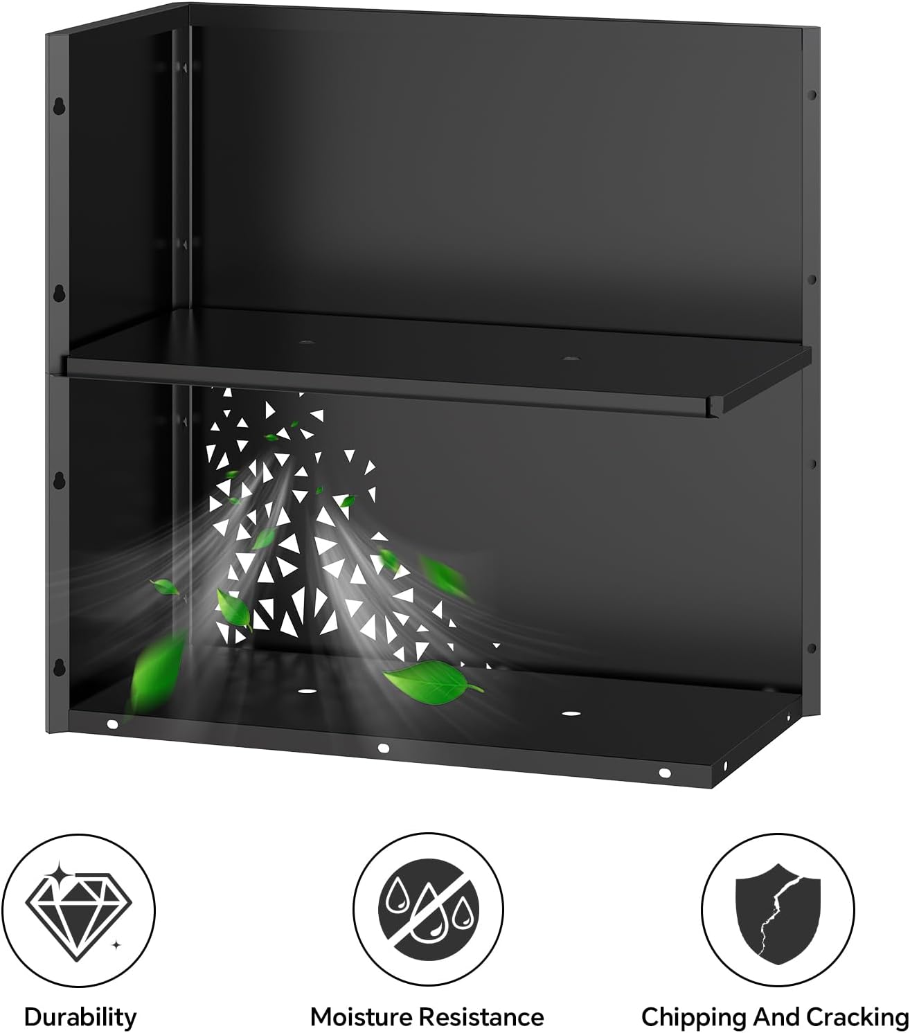 24 Inch Tall Planter Box 24Hx24Lx12W Galvanized Steel Planter with Removable Insert Shelf | Durable Rectangular Planters for Porch, Patio, Yard, Garden (Black)