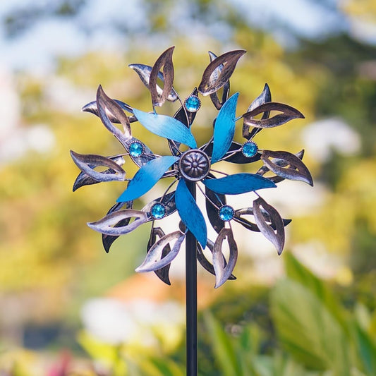 Stargarden Wind Spinners Outdoor, 13.4 Inch Metal Wind Spinner, Decorative Kinetic Pinwheels, Classic Double Windmill for Yard, Garden Decor