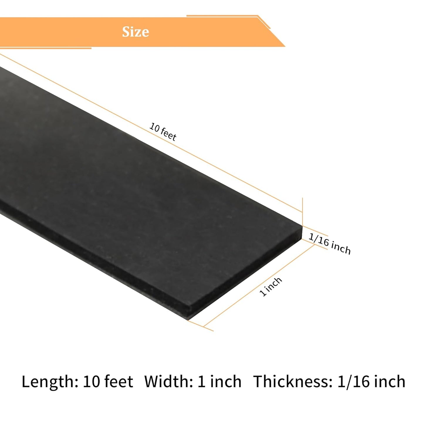 DOBTIM Solid Neoprene Rubber Strips with Adhesive Backing 1/16 (.062)" Thick x 1" Wide x 10' Long, Self Adhesive Rubber Sheets, Rolls & Strips for DIY Gaskets Crafts Pads Seals Warehouse Flooring