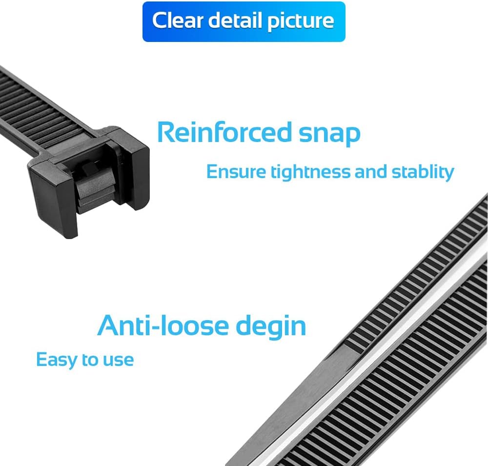 1000pcs 6Inch Black Cable Tie,Nylon Zip Ties,Industrial Grade, 40 Pounds Tensile Strength, UV Resistant,Heavy Duty,for Home,Garden Trellis,Office,Garage and Workshop