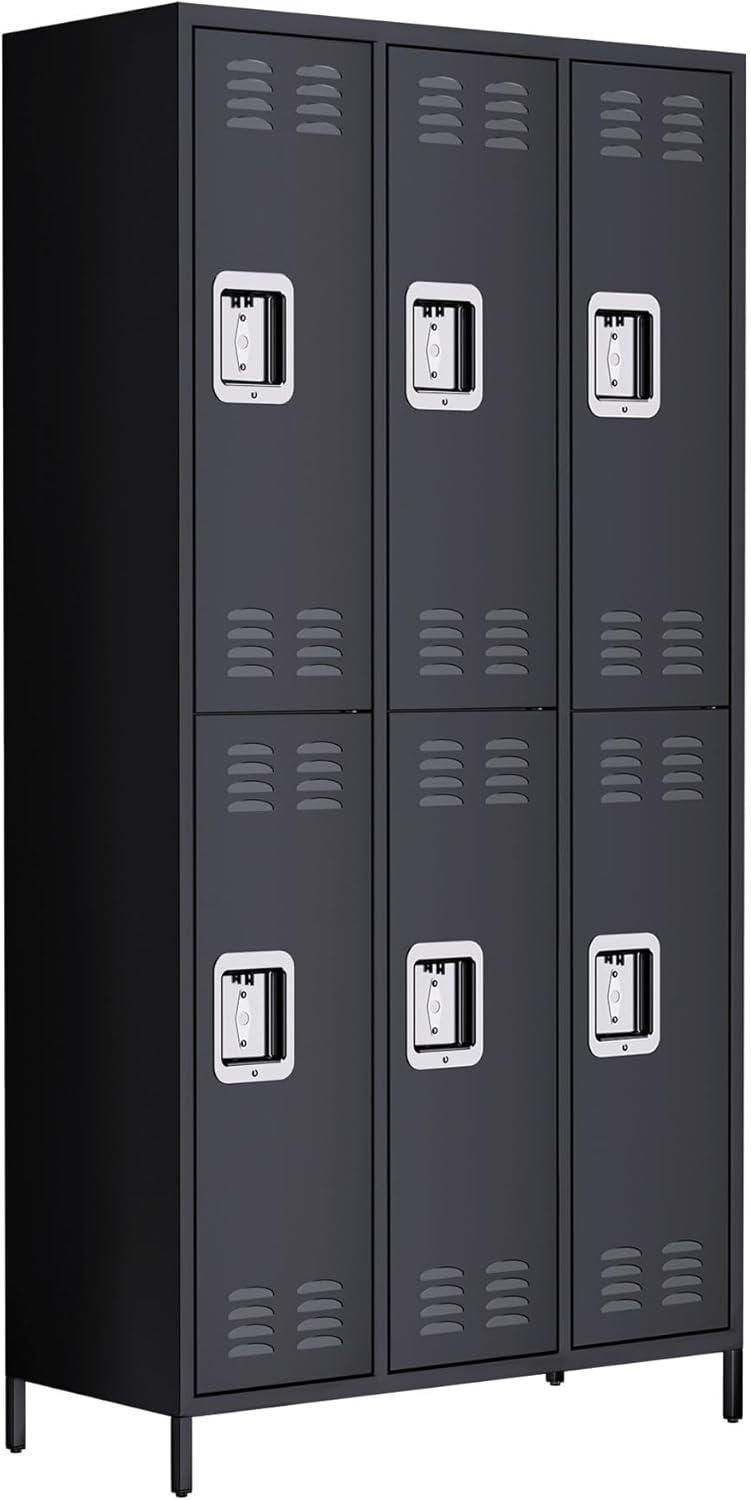 6-Door Metal Locker with Lock, 71”H Metal lockers for Employees, Multi-Use Storage Locker for Employees, School, Office, Gym, Home, Garage, Industrial - Assembly Required