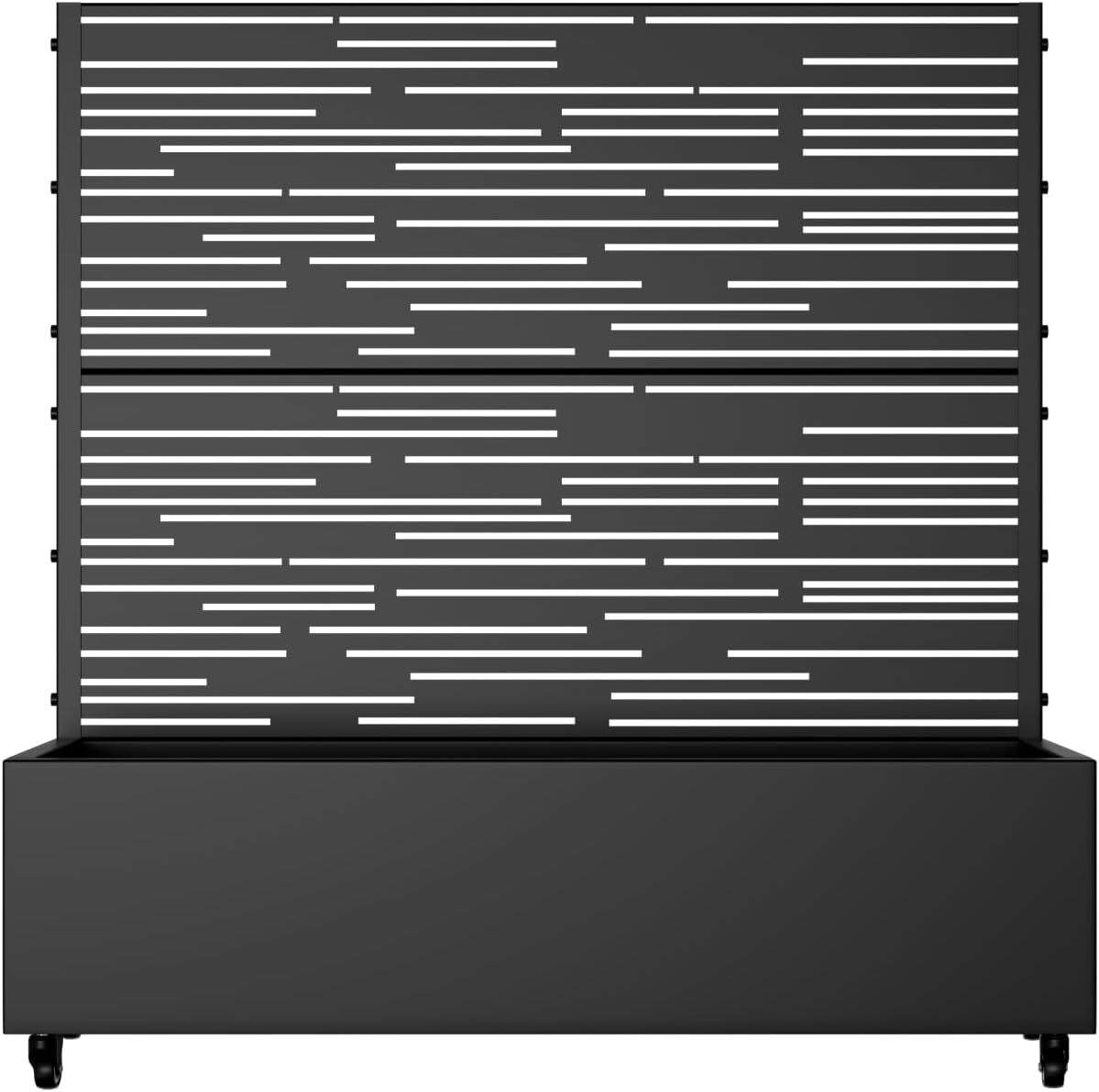 Casaphoria Metal Raised Garden Bed with Trellis and Wheels, 47"x47"x16" Planter Box for Climbing Plants, Vegetables & Vines, Features Drainage Holes and Privacy Screen (Black-Shine)