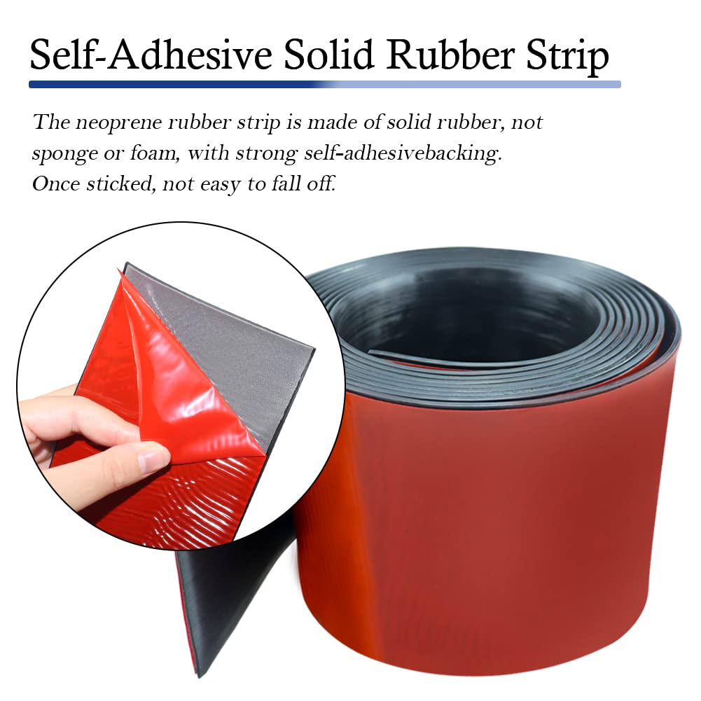 Neoprene Rubber Strips Self Adhesive Solid Rubber Sheets, Rolls & Strips for DIY Gaskets Crafts Pads Seals Warehouse Flooring Neoprene Sheet with Adhesive Backing (6" Wide x 1/8" Thick x 20' Long)