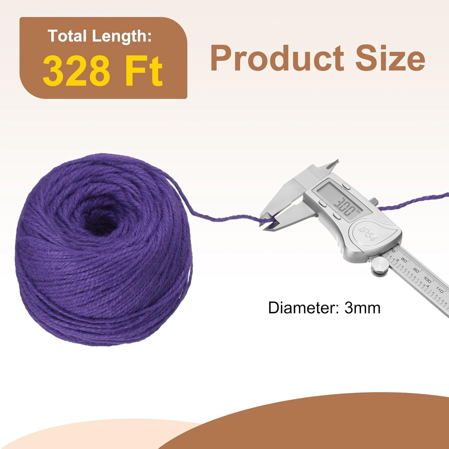 uxcell 328 Feet Natural Jute Twine String,3mm Thin Garden Twine Rope Colored Plant String Cord for DIY Art Crafts Gift Wrapping Decoration Packing Gardening Plant Hanger,Purple
