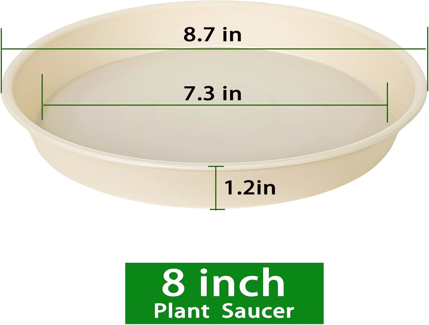 6 Pack of 8 inch Plant Saucer Blue, Plastic Plant Water Tray 8 inch Round, Flower Plant Saucers for Indoors, Dlant Dishes Saucer for Planter 7"/8" (8", Beige)